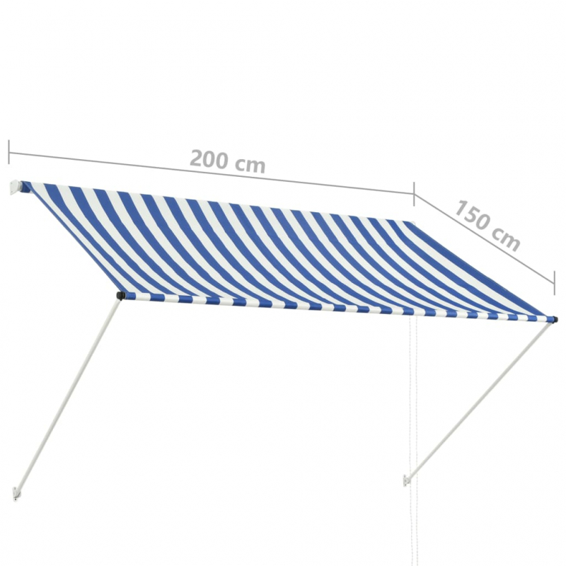 Einziehbare Markise 200×150 cm Blau und Weiß