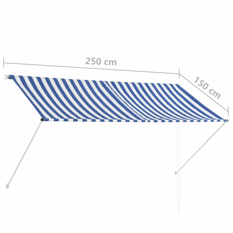 Einziehbare Markise 250×150 cm Blau und Weiß