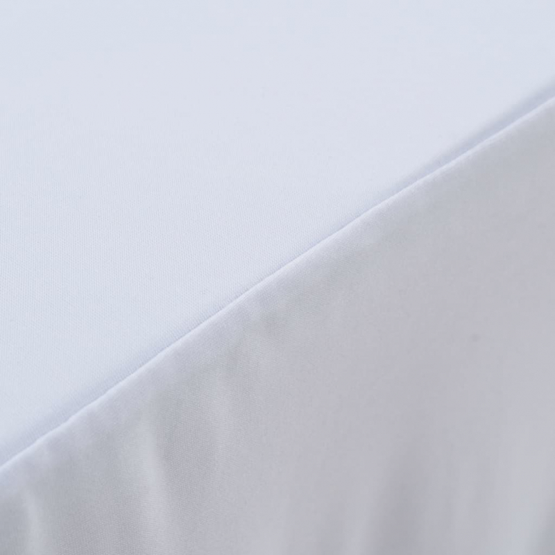 2 Stück Stretch-Tischdecken mit Rand Weiß 120 x 60,5 x 74 cm