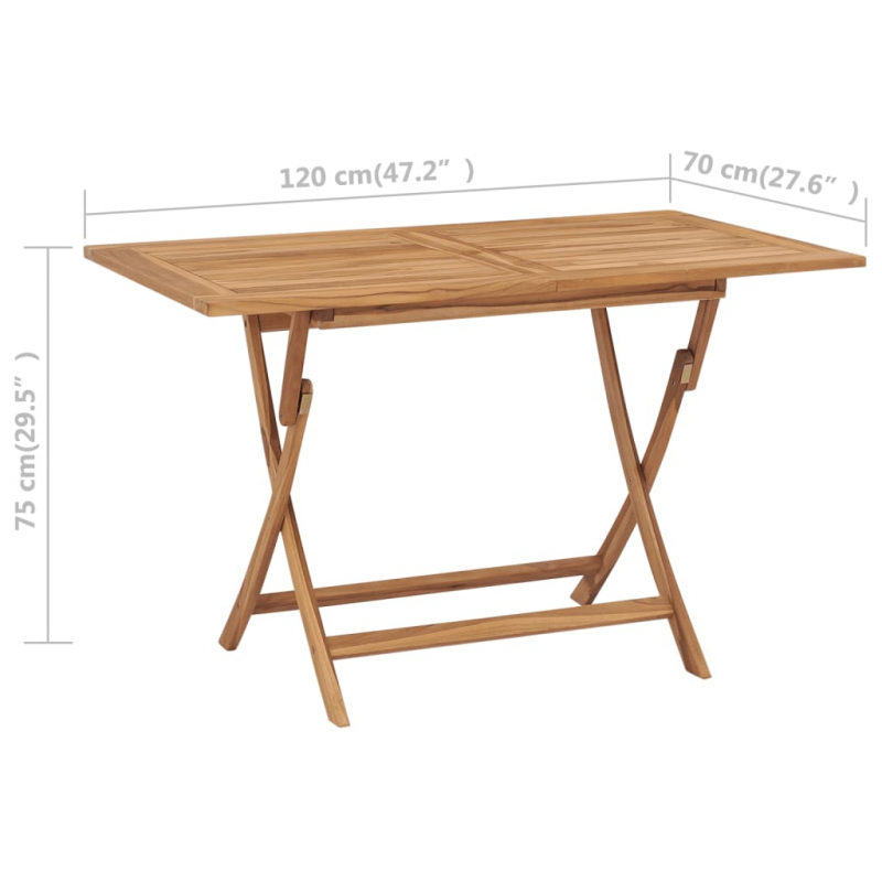 Gartentisch Klappbar 120x70x75 cm Massivholz Teak