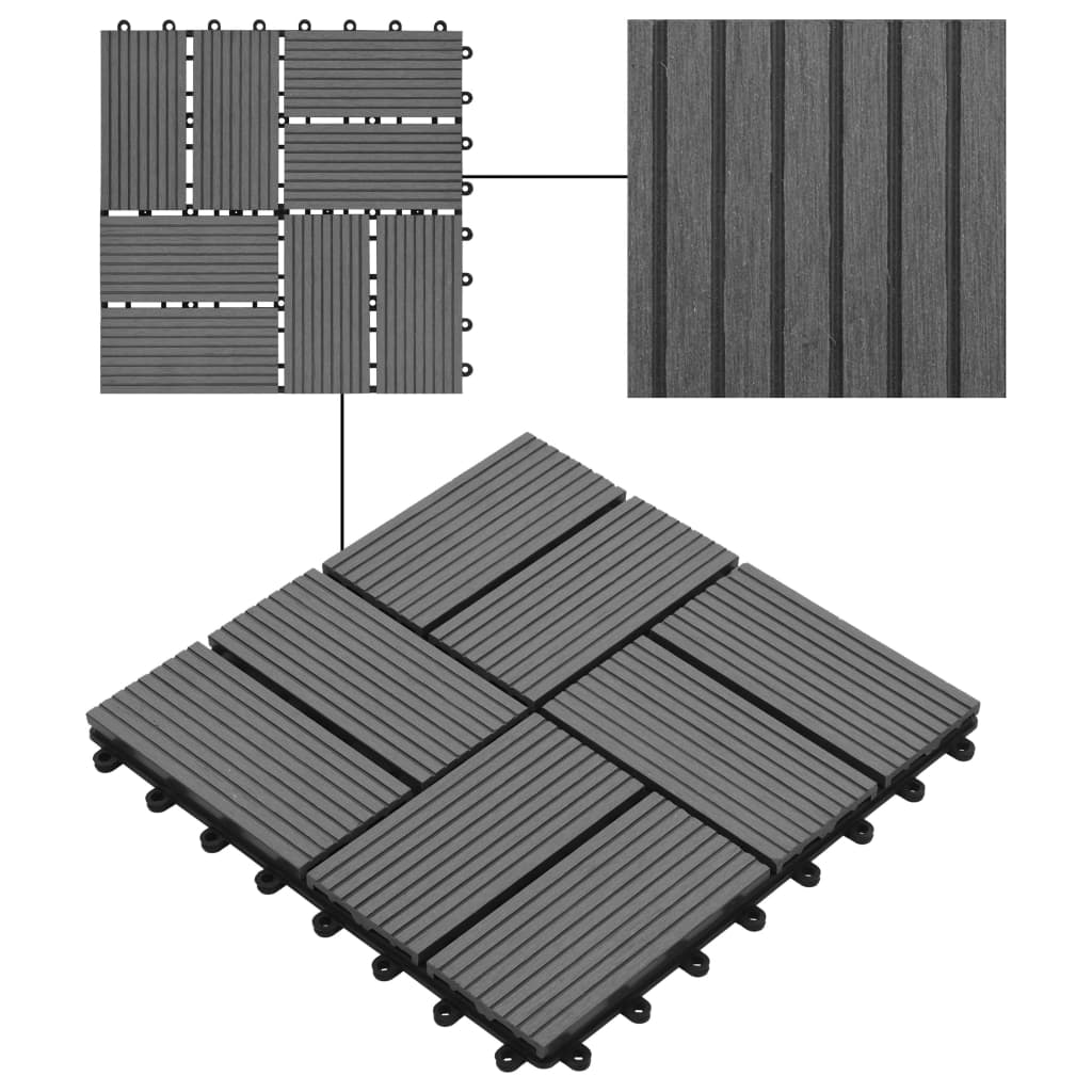 Terrassenfliesen 11 Stück WPC 30 x 30 cm 1 qm Grau