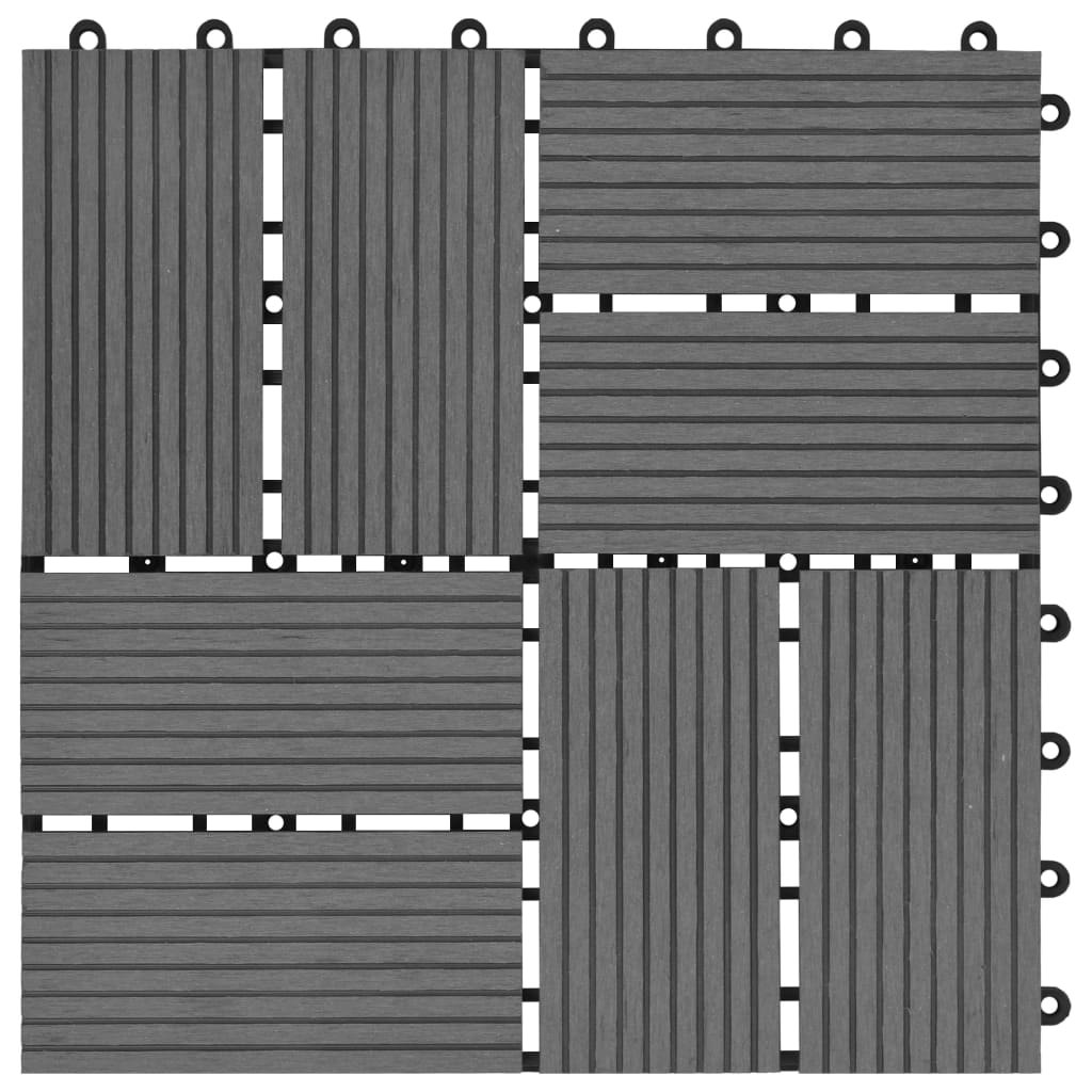 Terrassenfliesen 11 Stück WPC 30 x 30 cm 1 qm Grau