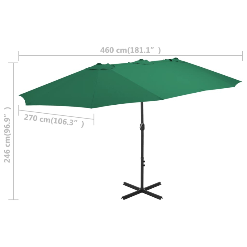 Sonnenschirm mit Aluminium-Mast 460x270 cm Grün