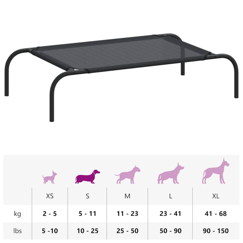 Erhöhtes Hundebett Schwarz S Textilene