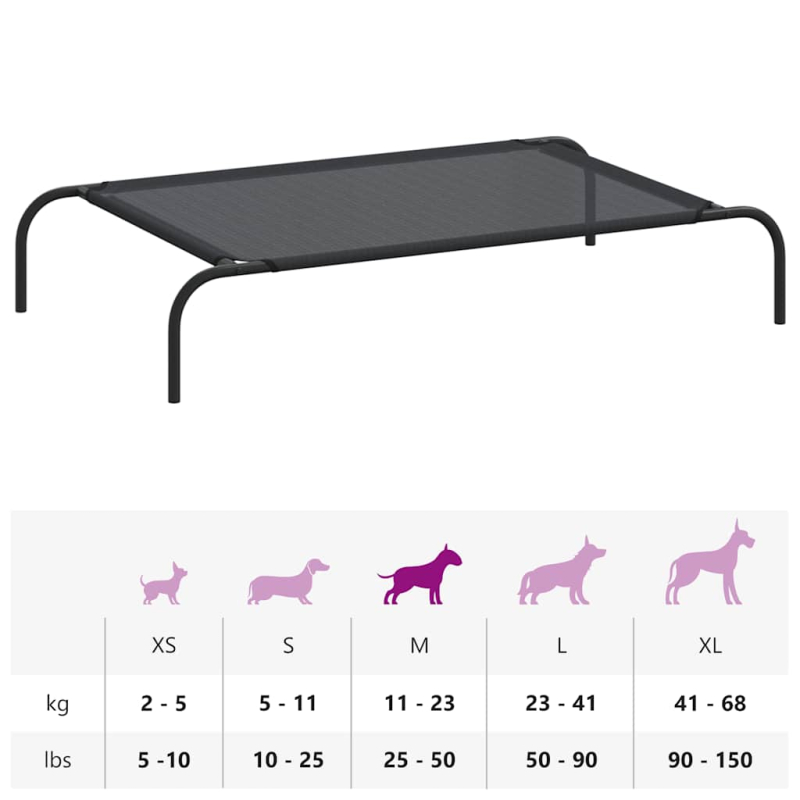 Erhöhtes Hundebett Schwarz L Textilene