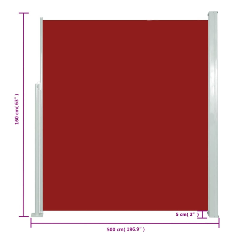 Ausziehbare Seitenmarkise 160x500 cm Rot