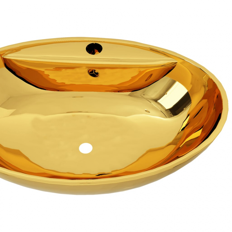 Waschbecken mit Überlauf 58,5 x 39 x 21 cm Keramik Golden
