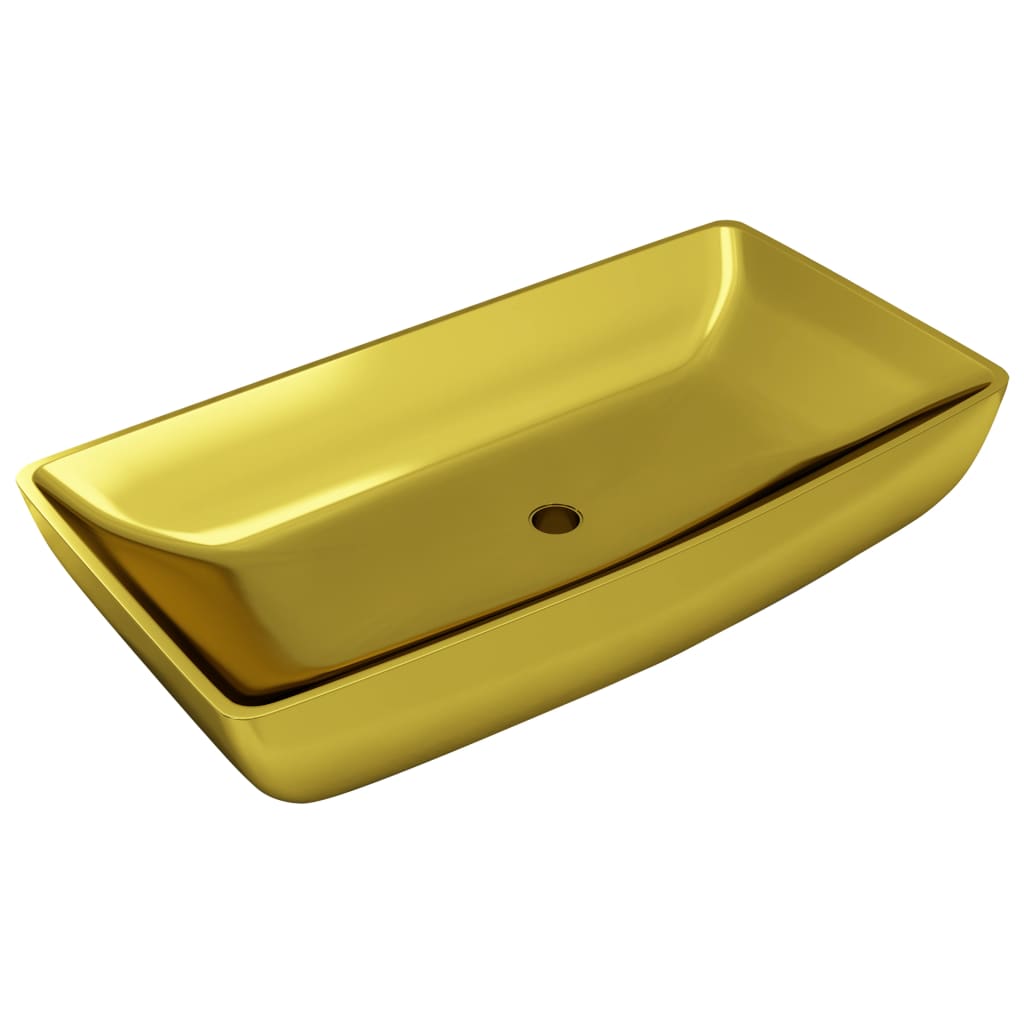 Waschbecken 71 x 38 x 13,5 cm Keramik Golden