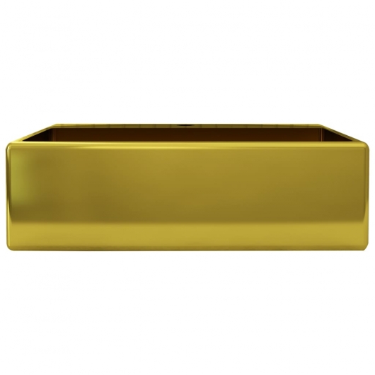 Waschbecken mit Wasserhahnloch 38 x 30 x 11,5 cm Keramik Golden