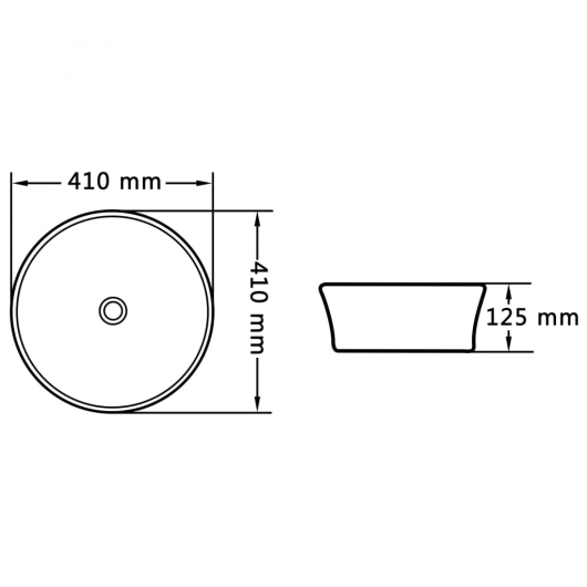 Waschbecken 41 x 12,5 cm Keramik Schwarz