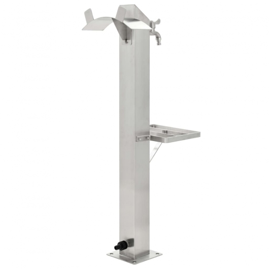 Garten-Wassersäule Edelstahl Quadratisch 95 cm