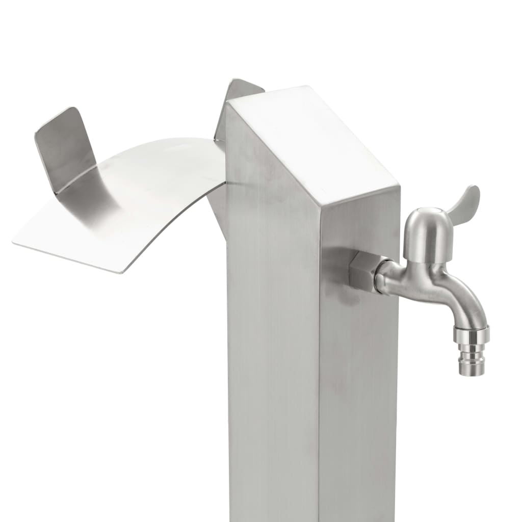 Garten-Wassersäule Edelstahl Quadratisch 95 cm