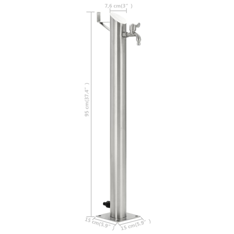 Garten-Wassersäule Edelstahl Rund 95 cm