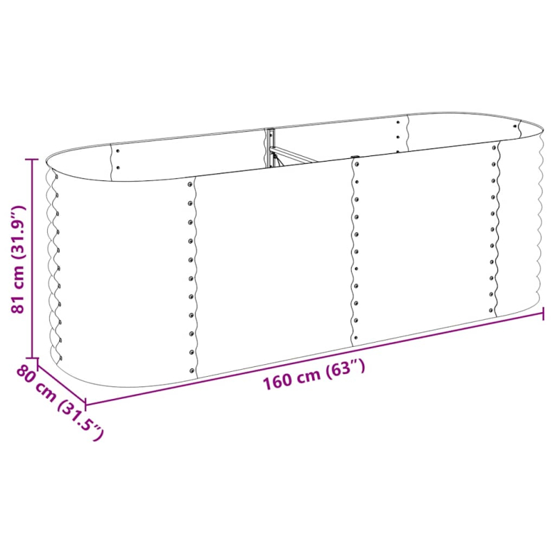 Garten-Hochbeet 240 x 80 x 81 cm Verzinkter Stahl Grau