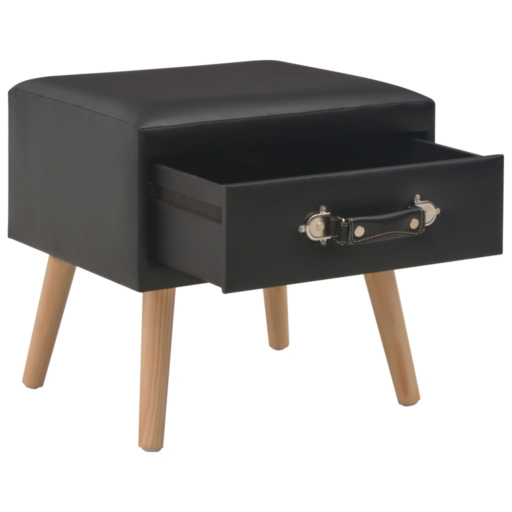 Nachttisch Schwarz 40x35x40 Kunstleder