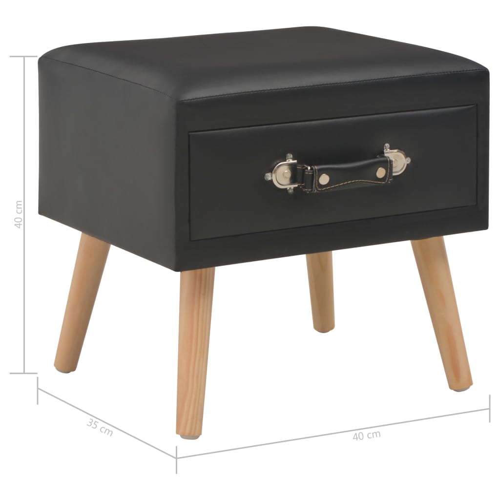 Nachttisch Schwarz 40x35x40 Kunstleder