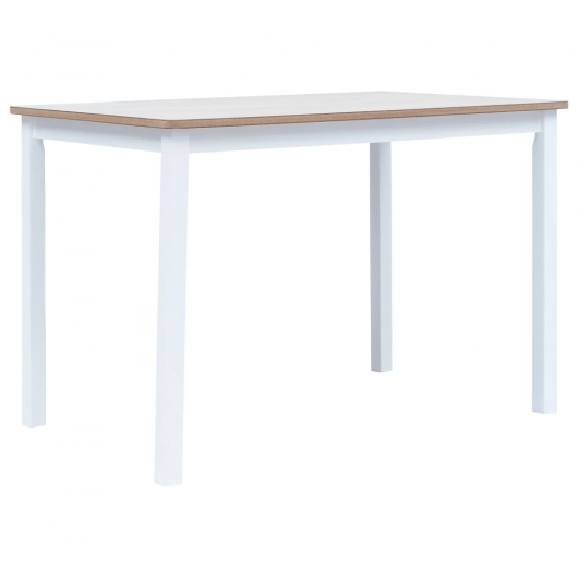 Esstisch Weiß und Braun 114x71x75 cm Massivholz Gummibaum
