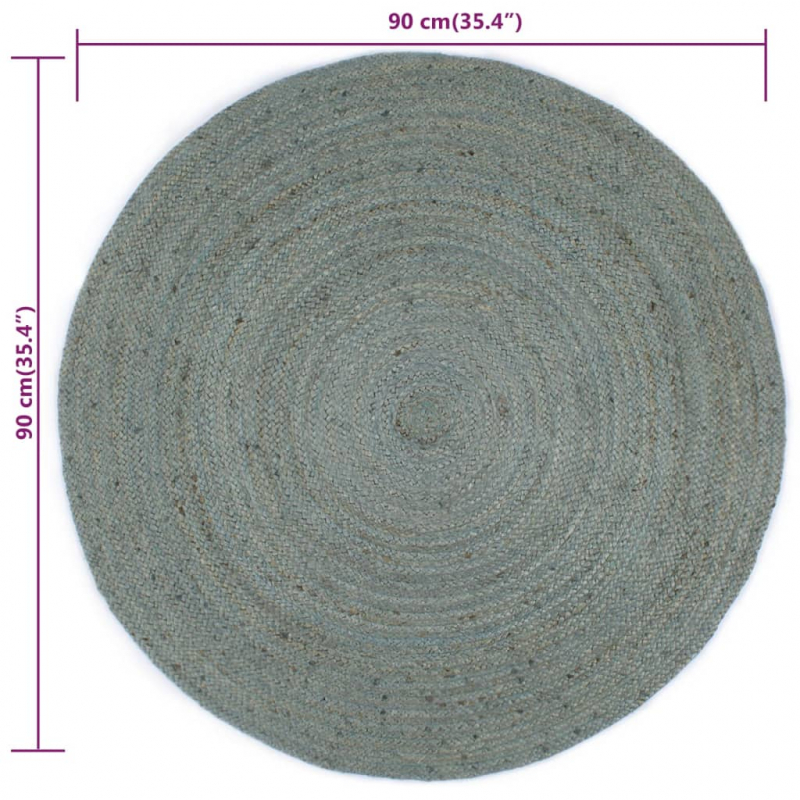 Teppich Handgefertigt Jute Rund 90 cm Olivgrün