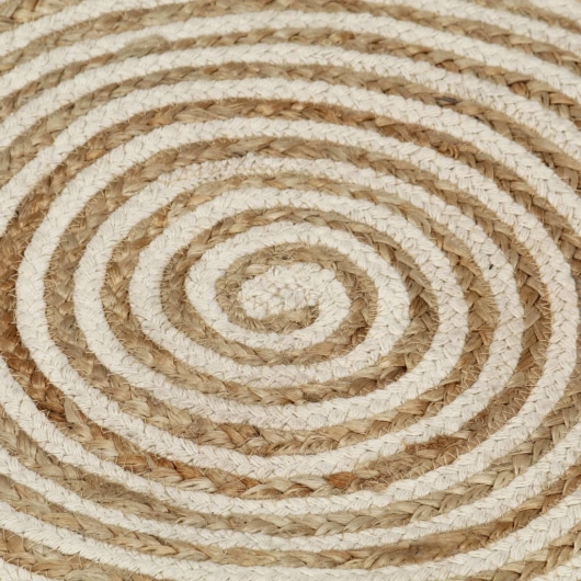 Teppich Handgefertigt Jute mit Spiralen-Design Weiß 150 cm