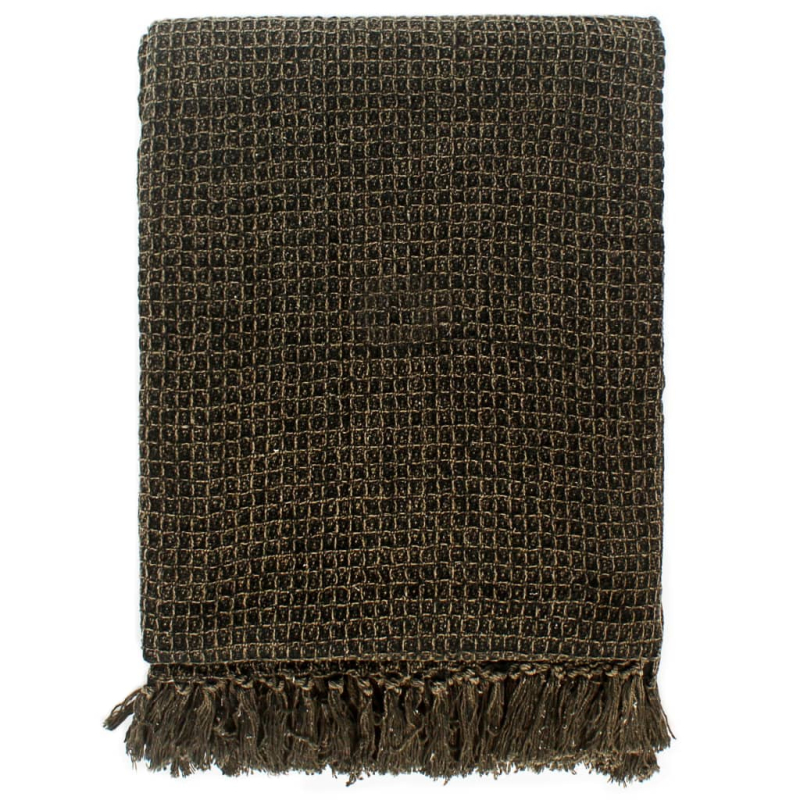 Überwurf Baumwolle 125x150 cm Anthrazit/Braun