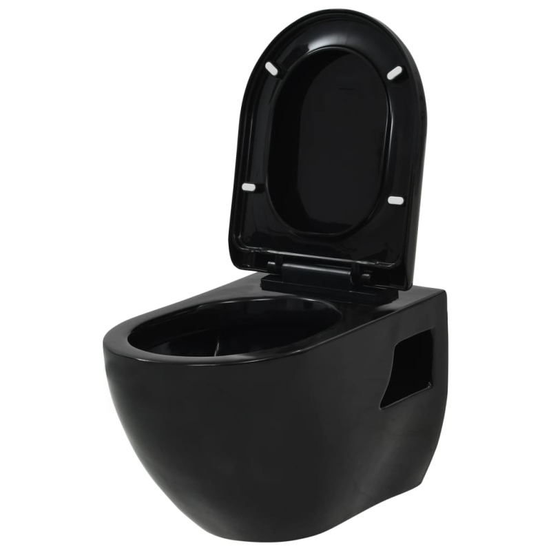 Hänge-Toilette mit Einbau-Spülkasten Keramik Schwarz