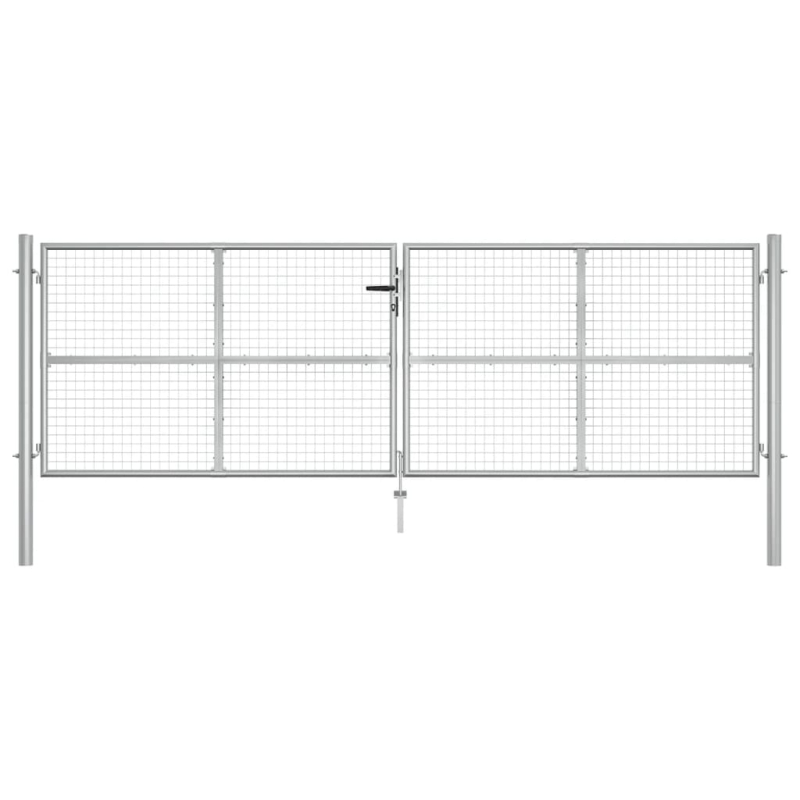 Gartentor Verzinkter Stahl 415 x 175 cm Silbern