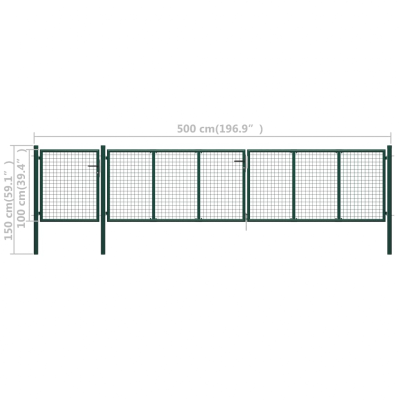 Gartentor Stahl 500×100 cm Grün