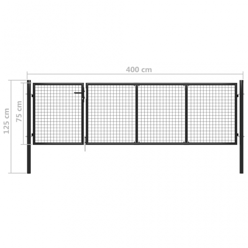 Gartentor Stahl 350 x 75 cm Anthrazit