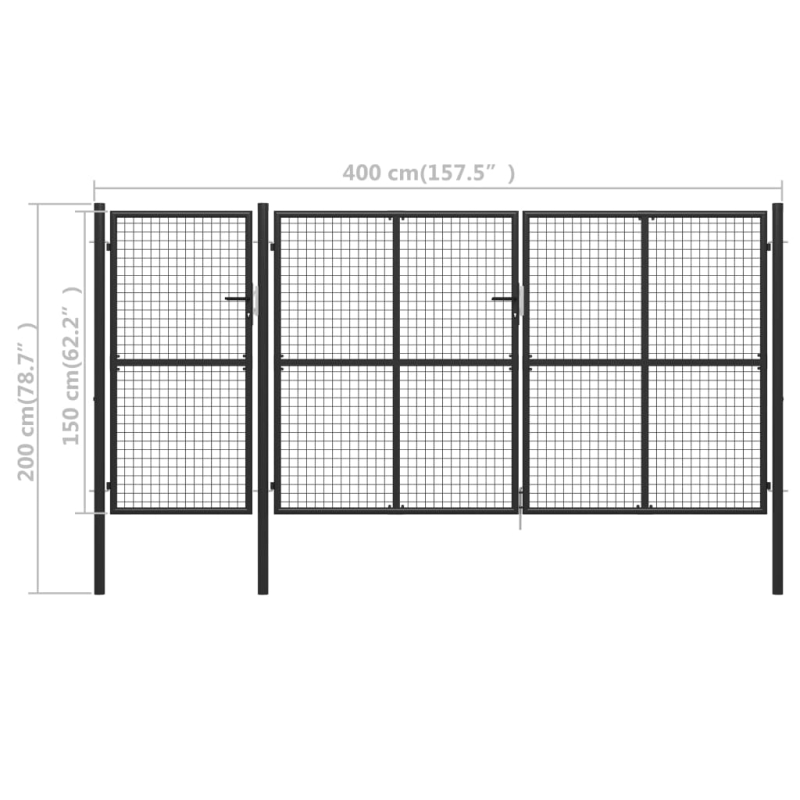 Gartentor Stahl 400 x 150 cm Anthrazit