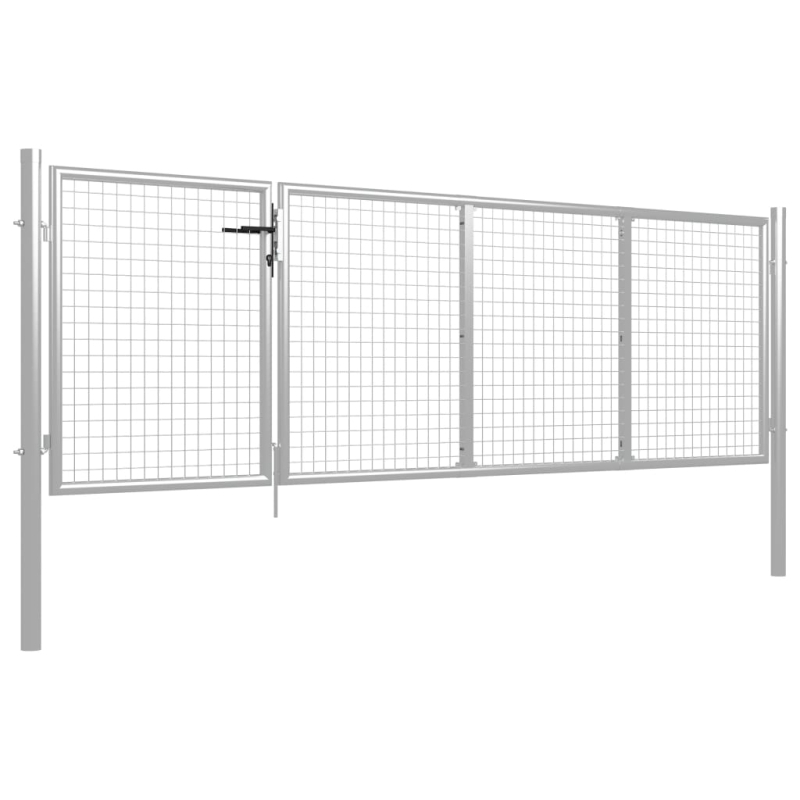 Gartentor Stahl 350 x 75 cm Silbern