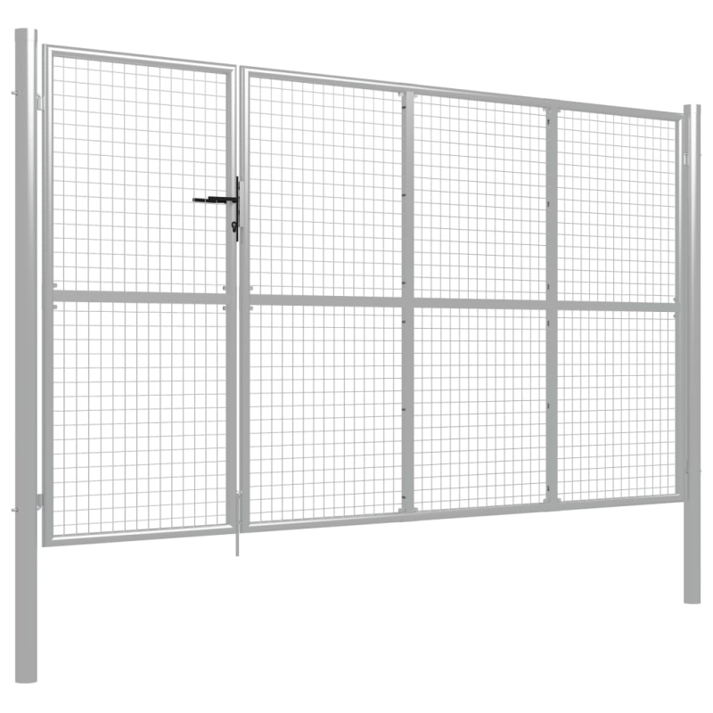 Gartentor Stahl 350 x 150 cm Silbern