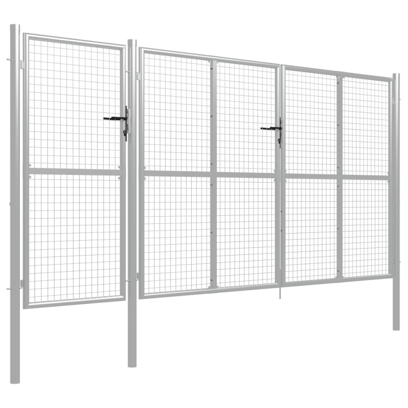 Gartentor Stahl 400 x 150 cm Silbern