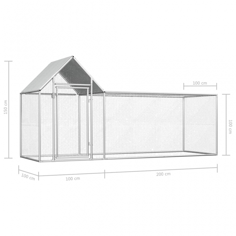 Hühnerstall 3x1x1,5 m Verzinkter Stahl