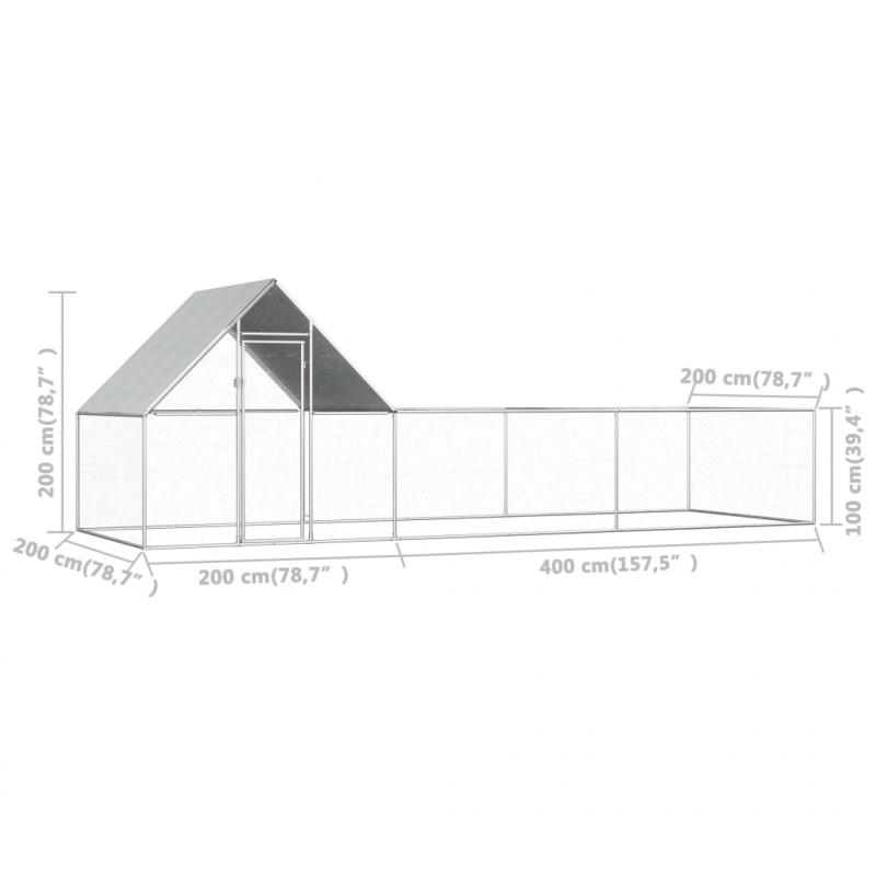 Hühnerstall 6x2x2 m Verzinkter Stahl