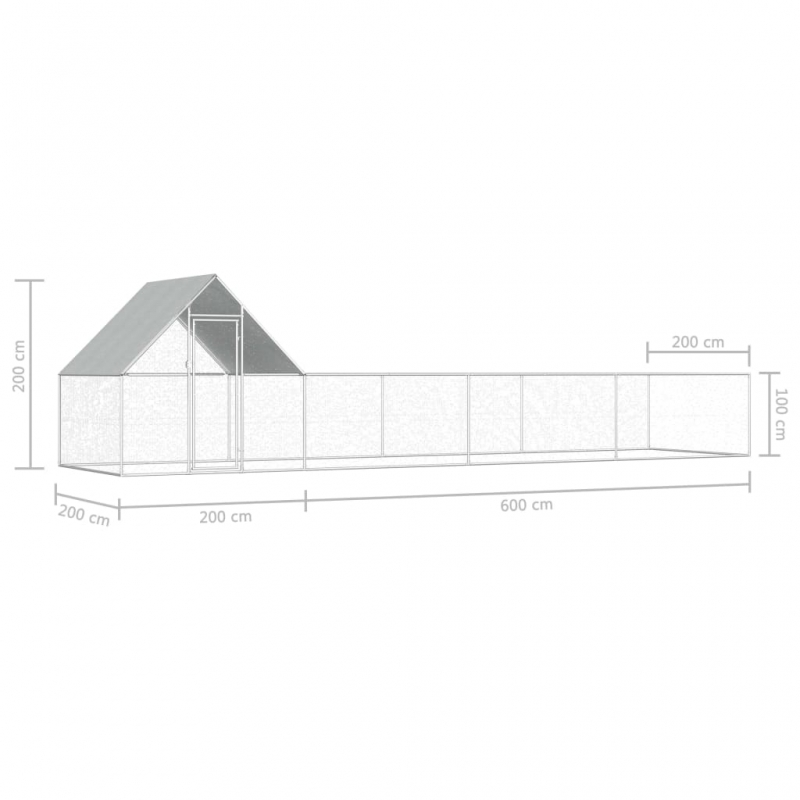 Hühnerstall 8x2x2 m Verzinkter Stahl