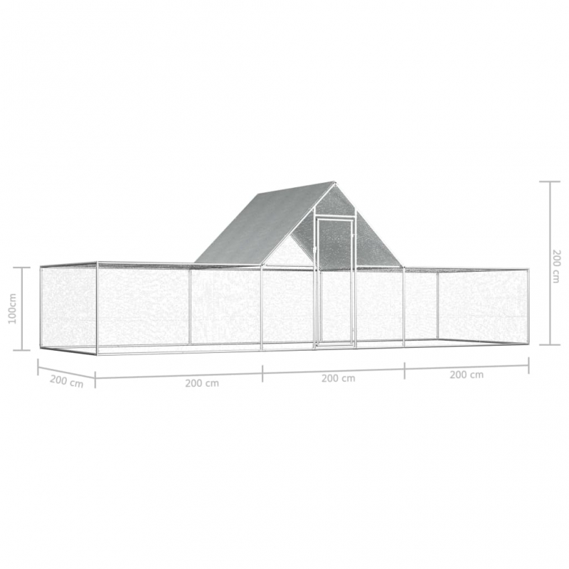 Hühnerstall 6x2x2 m Verzinkter Stahl