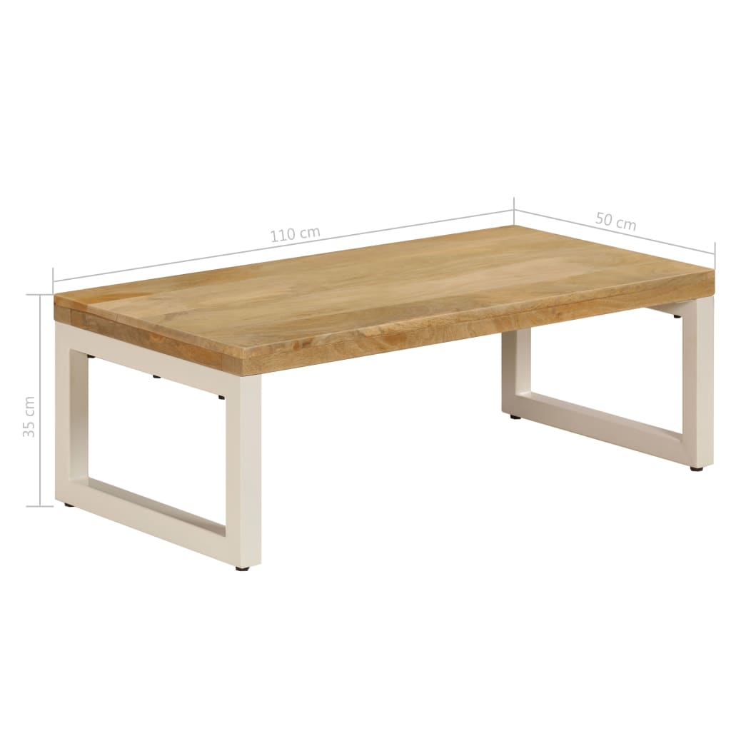 Couchtisch 100x50x35 cm Massivholz Mango und Stahl