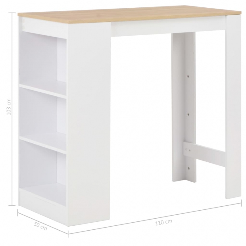 Bartisch mit Regal Weiß 110x50x103 cm