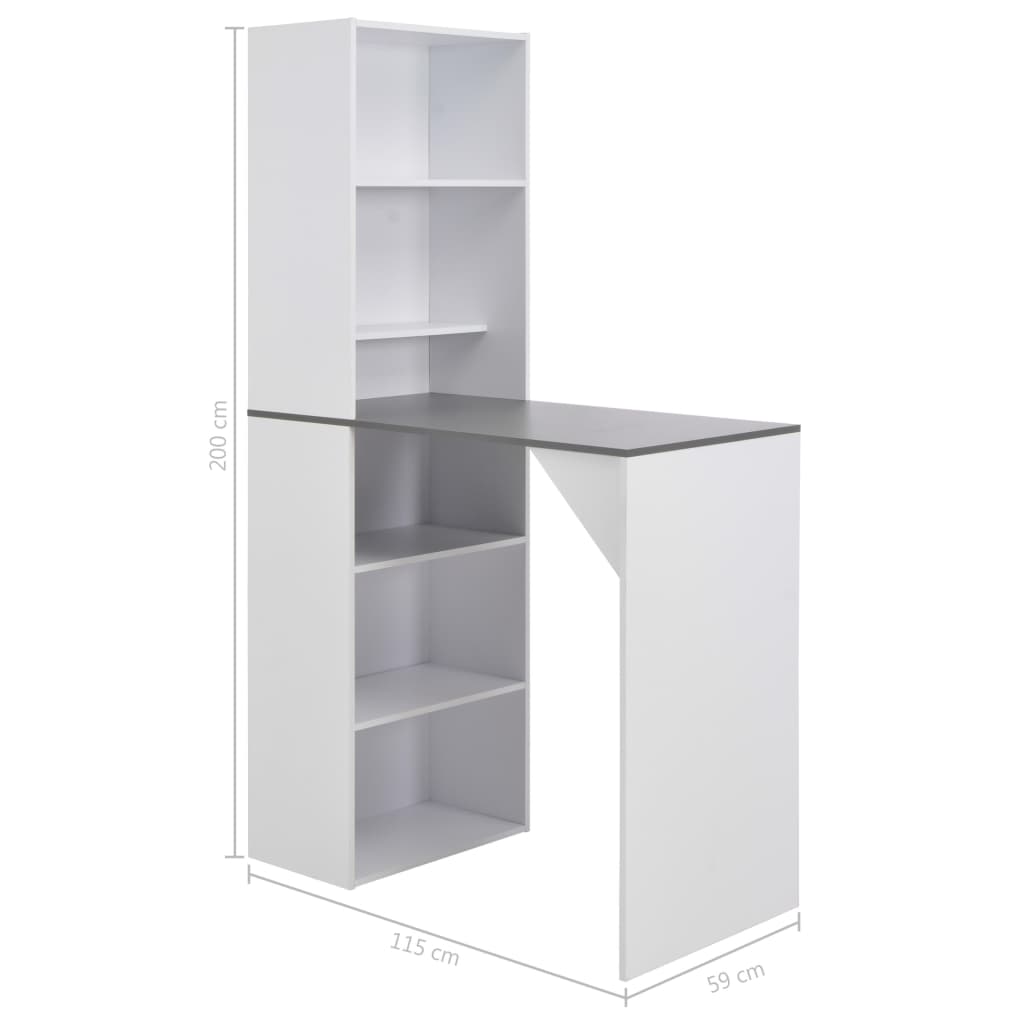 Bartisch mit Schrank Weiß 115x59x200 cm