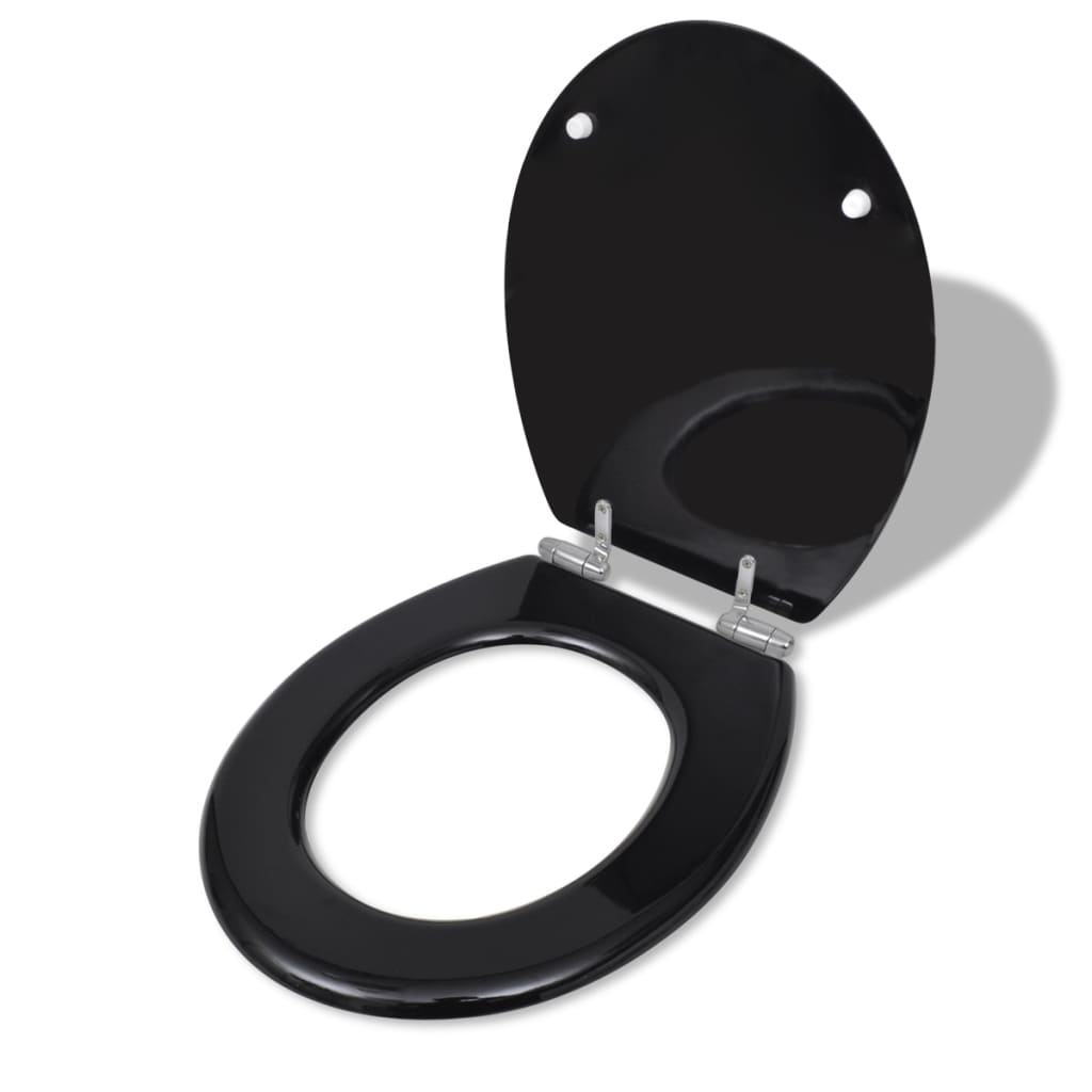 Toilettensitze 2 Stk. mit Absenkautomatik MDF Schwarz