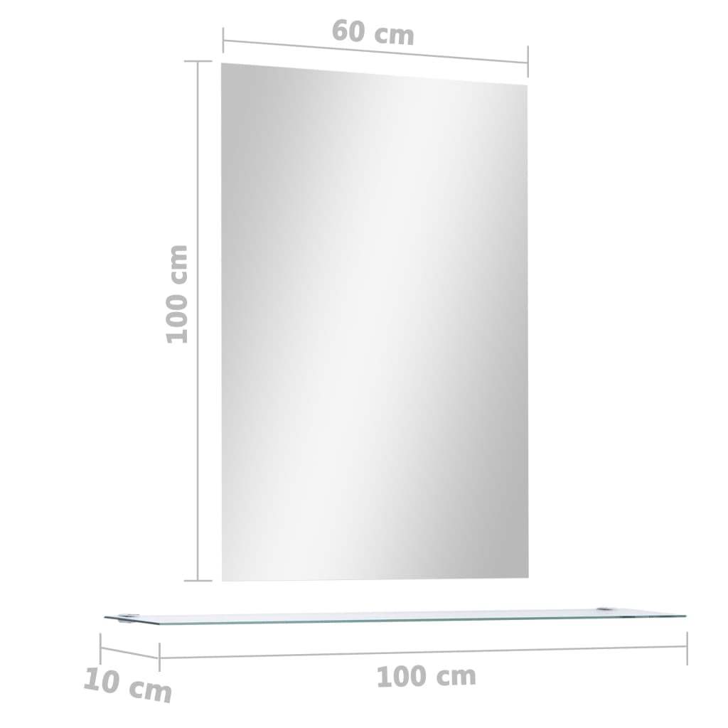 Wandspiegel mit Regal 100×60 cm Hartglas