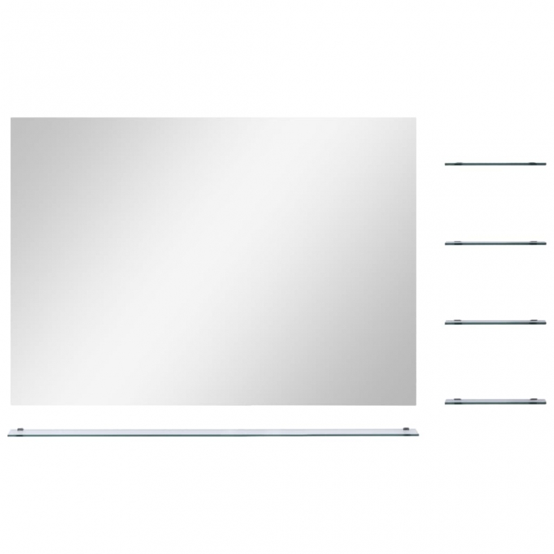 Wandspiegel mit 5 Ablagen Silbern 80×60 cm