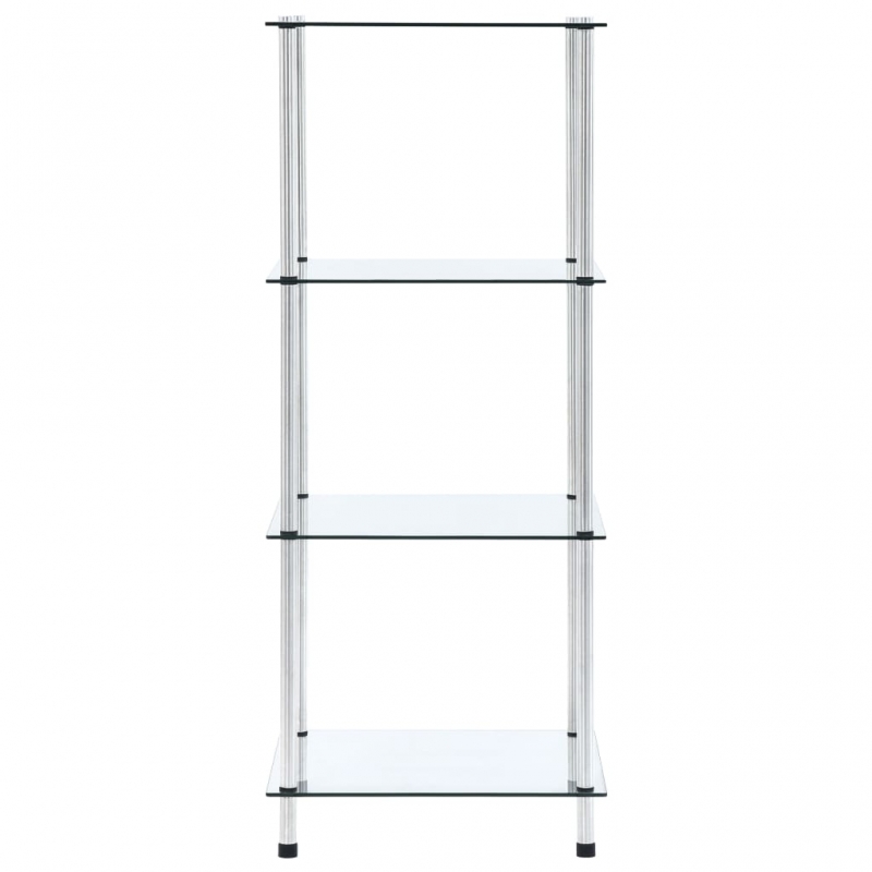 Regal mit 4 Ablagen Transparent 40x40x100 cm Hartglas