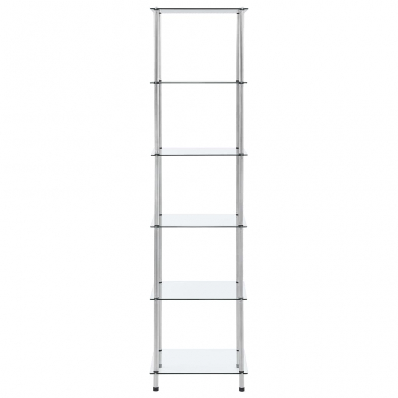 Regal mit 6 Ablagen Transparent 40x40x160 cm Hartglas
