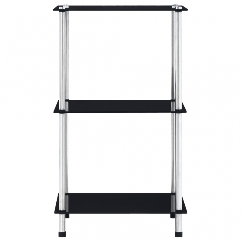 Regal mit 3 Ablagen Schwarz 40x40x67 cm Hartglas