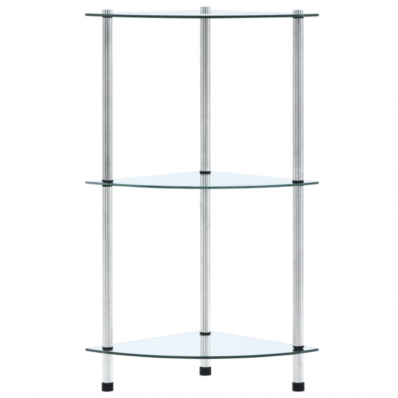 Regal mit 3 Ablagen Transparent 30x30x67 cm Hartglas