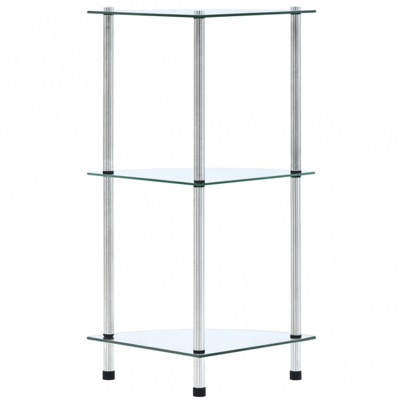 Regal mit 3 Ablagen Transparent 30x30x67 cm Hartglas