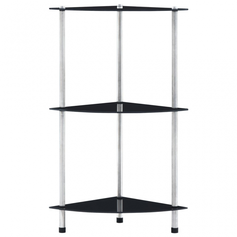 Regal mit 3 Ablagen Schwarz 30x30x67 cm Hartglas