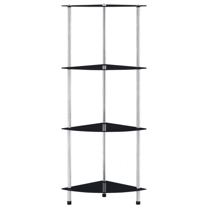 Regal mit 4 Ablagen Schwarz 30x30x100 cm Hartglas