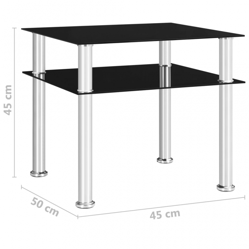 Beistelltisch Schwarz 45x50x45 cm Hartglas